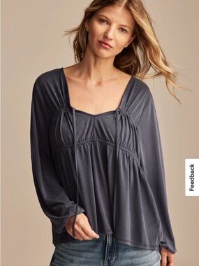 Shirred Tie Front Sandwash Top Lucky Brand🍀